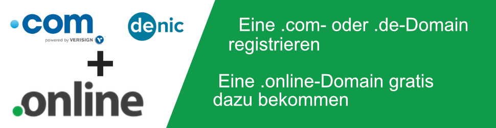 Bestellen Sie eine .com-Domain und bekommen Sie eine .online-Domain kostenlos dazu